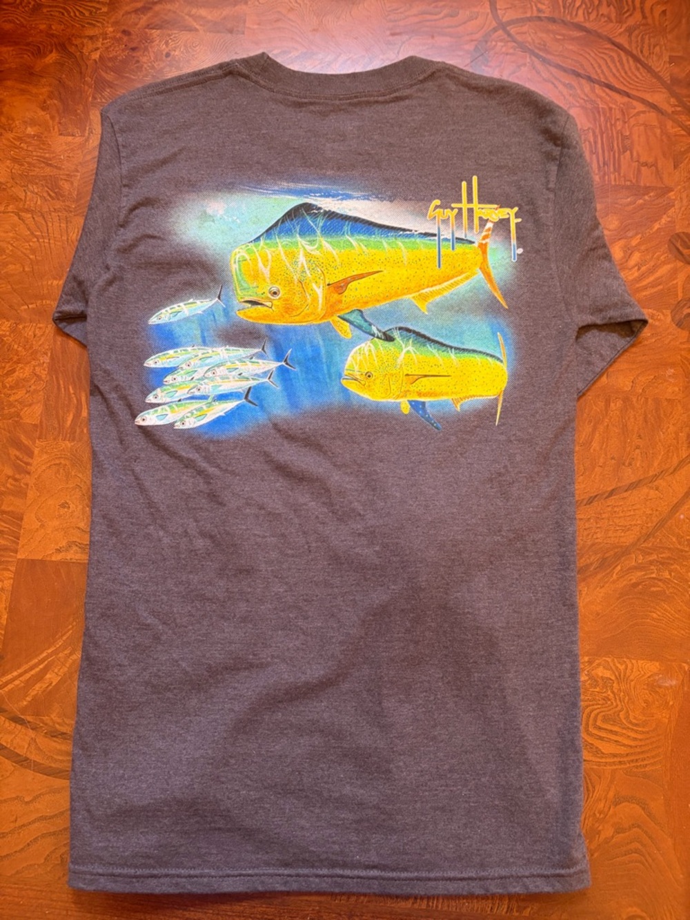 Guy Harvey Long Sleeve Pocket Tee - Charcoal Gray